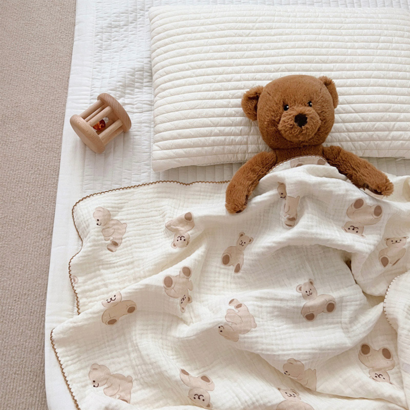 Teddy Bear Oversized Muslin Blanket Swaddle Wrap Newborn Just Kidding Store