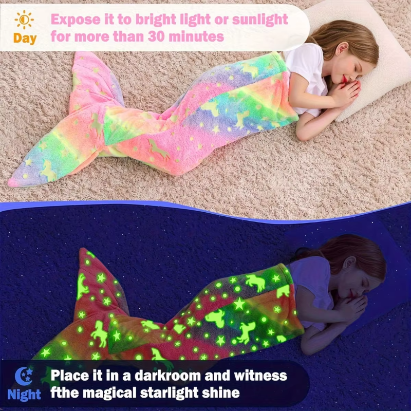 Glow In The Dark Mermaid Tail Blanket - Just Kidding Store