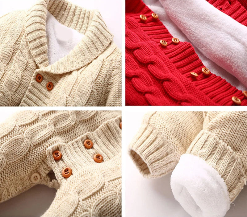 Cable Knit Winter Baby Infant Sherpa Romper - Just Kidding Store