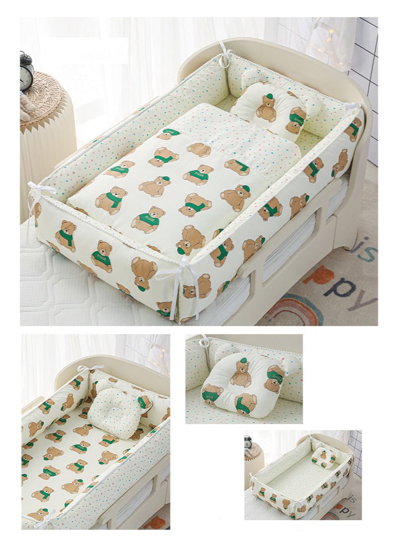 Multifunctional Baby Nest - Portable High Border Crib Set - Just Kidding Store