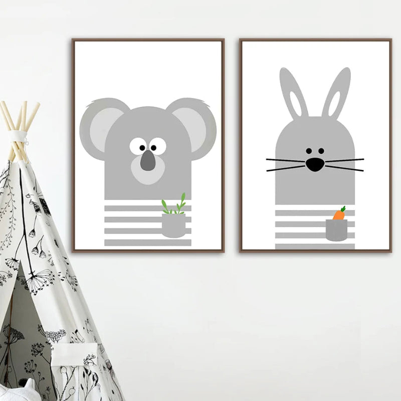 Cartoon Animals Canvas Prints - Just Kidding Store