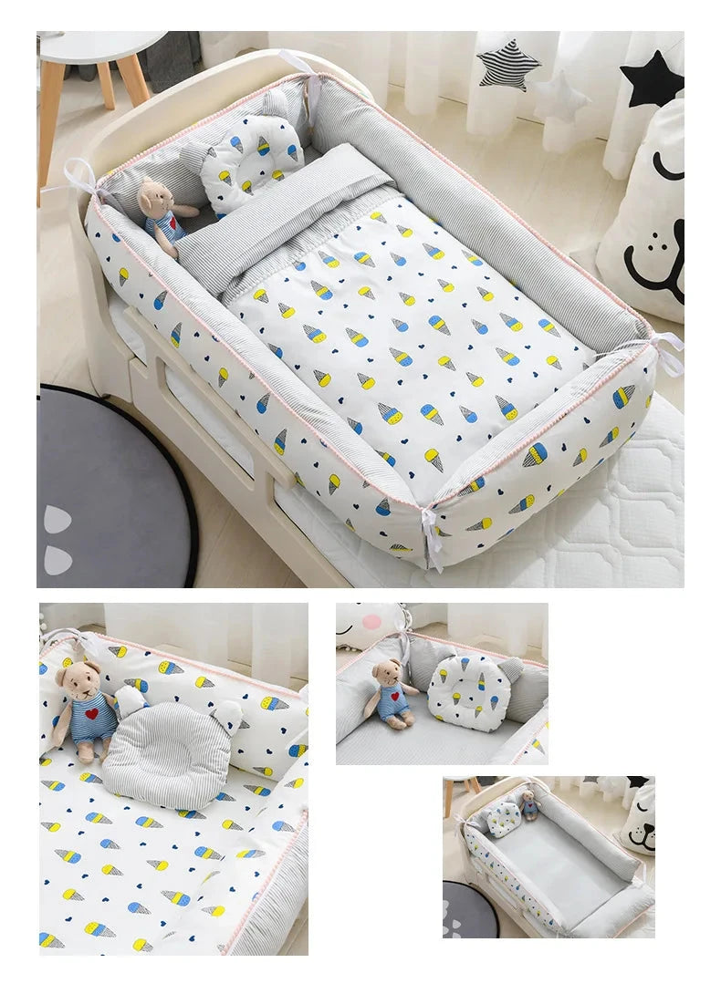 Multifunctional Baby Nest - Portable High Border Crib Set - Just Kidding Store