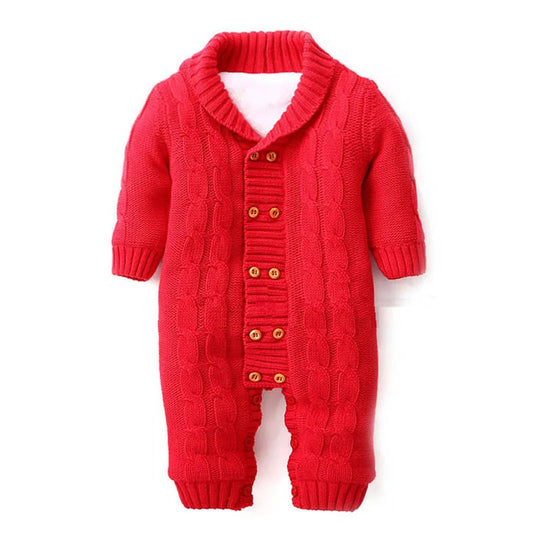 Cable Knit Winter Baby Infant Sherpa Romper - Just Kidding Store