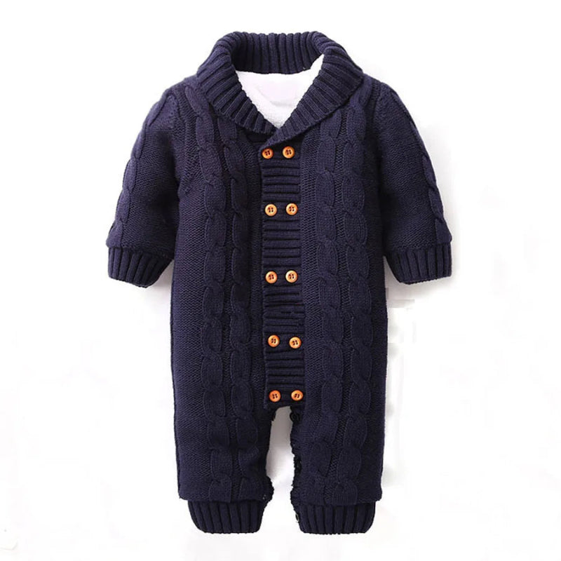 Cable Knit Winter Baby Infant Sherpa Romper - Just Kidding Store