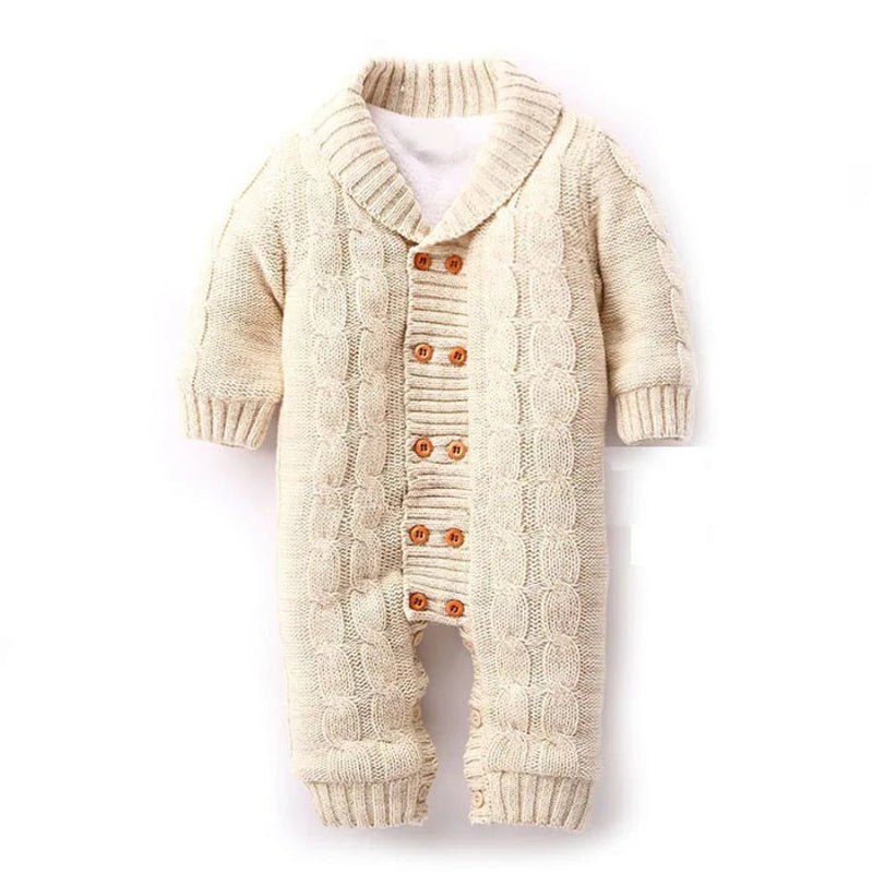 Cable Knit Winter Baby Infant Sherpa Romper - Just Kidding Store