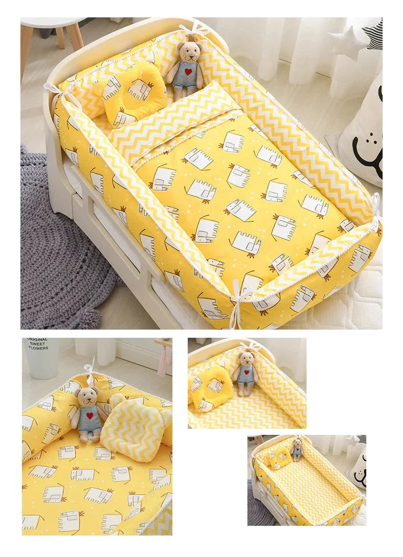 Multifunctional Baby Nest - Portable High Border Crib Set - Just Kidding Store