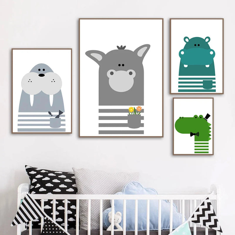 Cartoon Animals Canvas Prints - Just Kidding Store