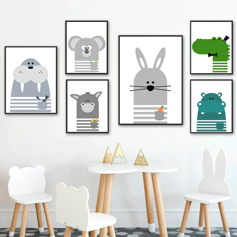 Cartoon Animals Canvas Prints - Just Kidding Store