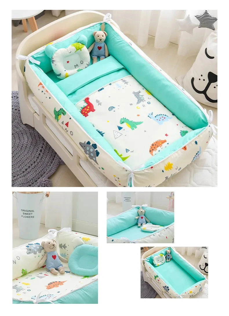 Multifunctional Baby Nest - Portable High Border Crib Set - Just Kidding Store