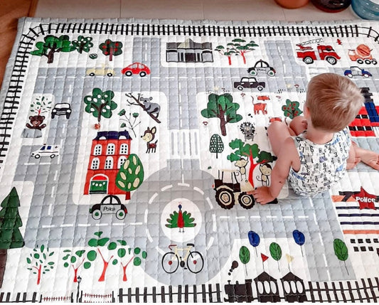 Road Map Oversized Quilted Play Mat Anti Skid Carpet - Just Kidding Store