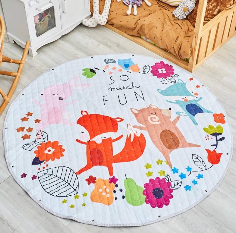 Kids Activity Play Mat - Toy Storage Bag - Fox Family - Just Kidding Store