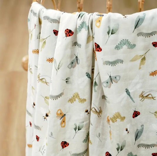 2 Layers Bamboo Cotton Muslin Swaddle Blankets - Just Kidding Store