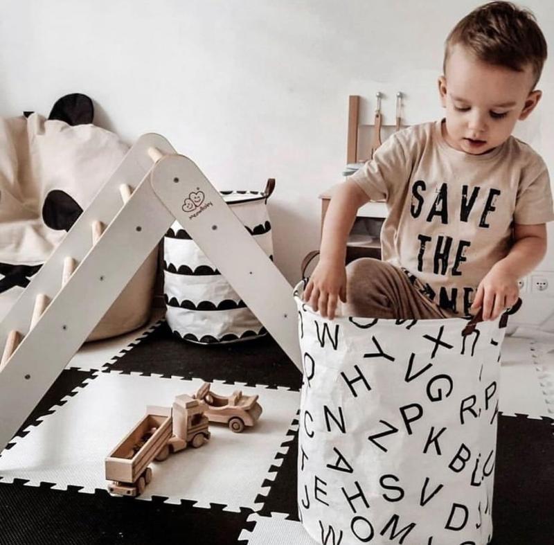 Monochrome Super Large Toy Storage Hamper Bag - Laundry Basket - Just Kidding Store