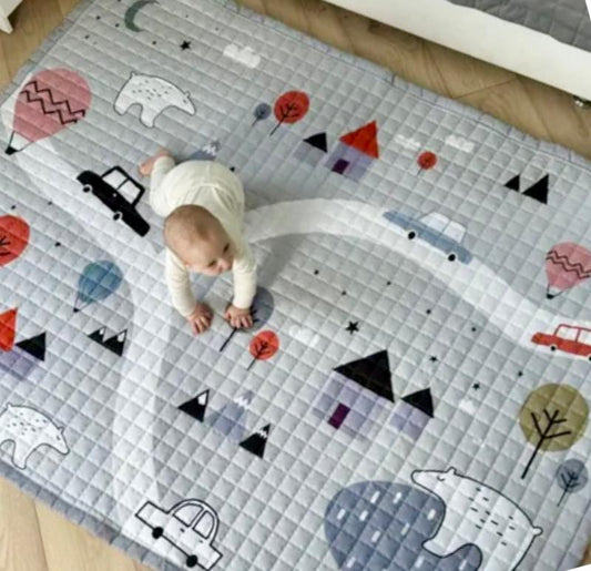 Oversized Play Mat - Quilted Anti Skid Carpet - Nordic Winter