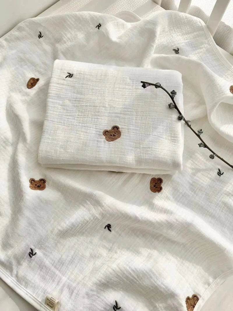 Embroidered 4 Layer Muslin Blankets - Just Kidding Store