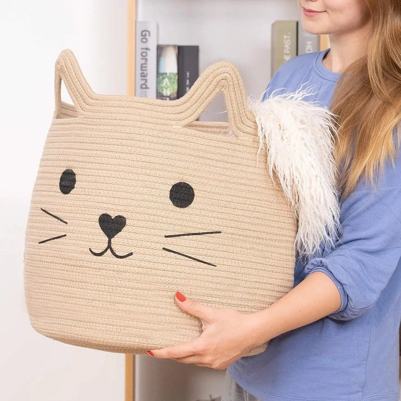 Beige Kitty Woven Organizer - Just Kidding Store