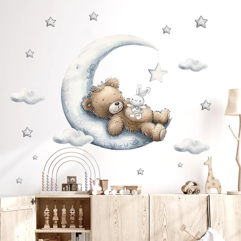 Sleepy Teddy Bear Wall Decals - Just Kidding Store