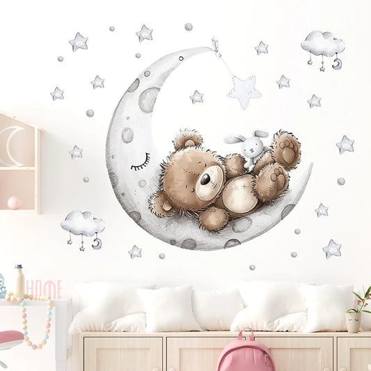 Sleepy Teddy Bear Wall Decals - Just Kidding Store