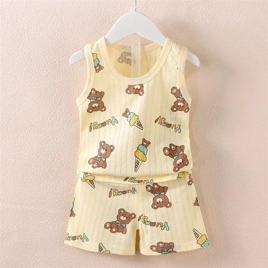 Teddy Bear Summer Children Pajama Set - Just Kidding Store