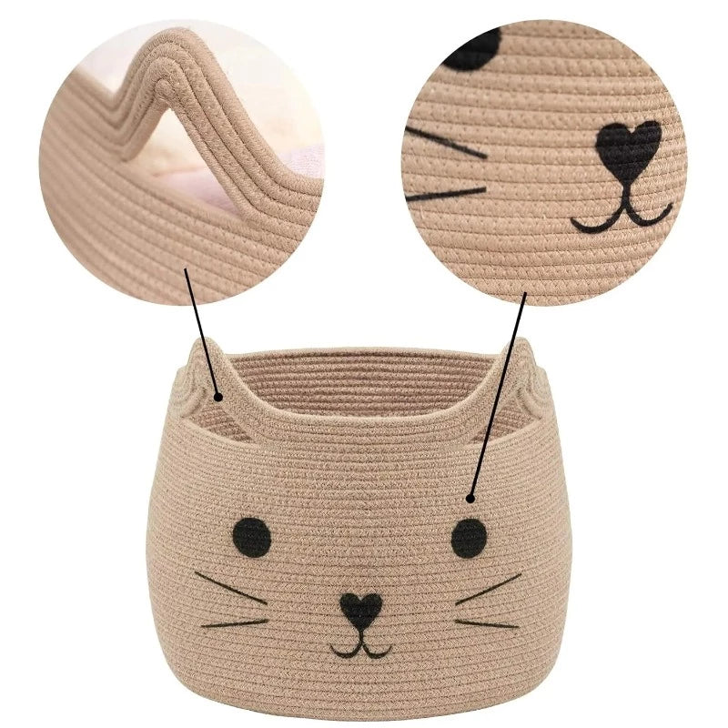 Beige Kitty Woven Organizer - Just Kidding Store