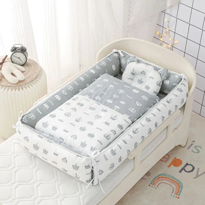 Multifunctional Baby Nest - Portable High Border Crib Set - Just Kidding Store