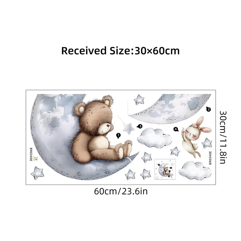 Sleepy Teddy Bear Wall Decals - Just Kidding Store