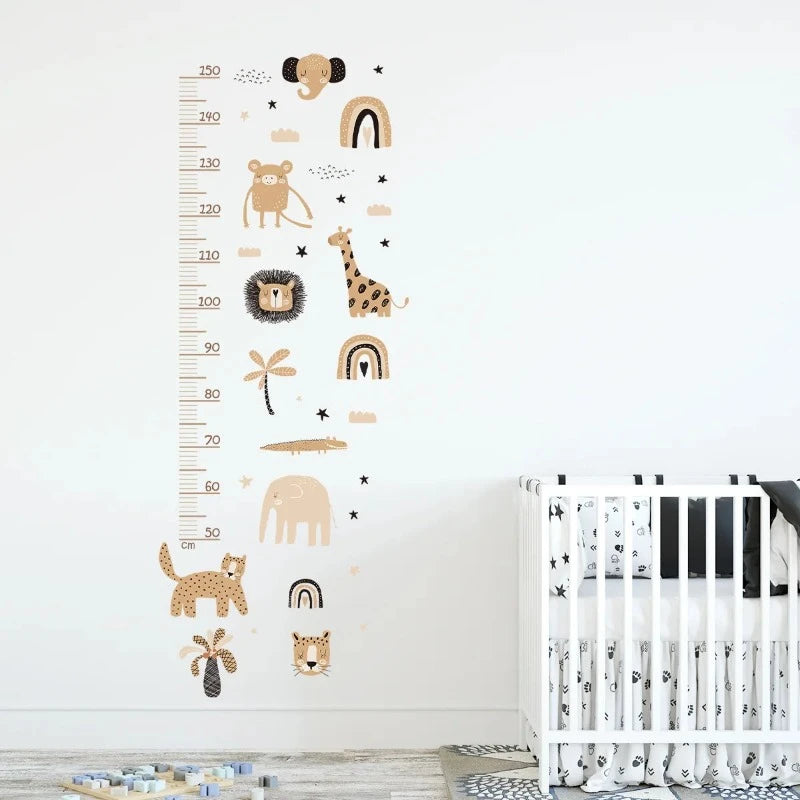 Boho Safari Animals Height Growth Chart Wall Sticker - Just Kidding Store