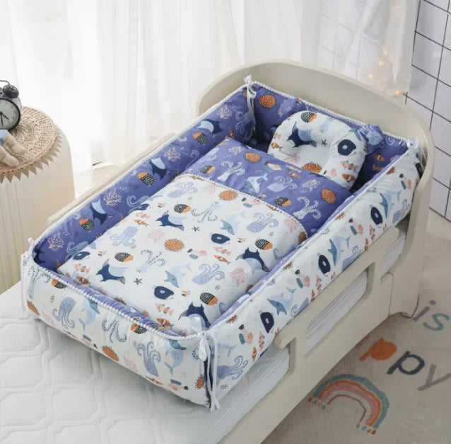 Multifunctional Baby Nest - Portable High Border Infant Crib Set - Just Kidding Store