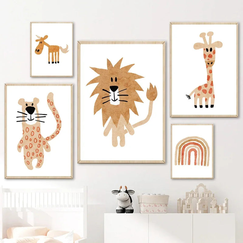 Boho Safari Animal Canvas Nursery Prints - Just Kidding Store