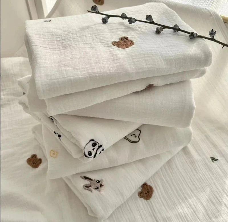 Embroidered 4 Layer Muslin Blankets - Just Kidding Store