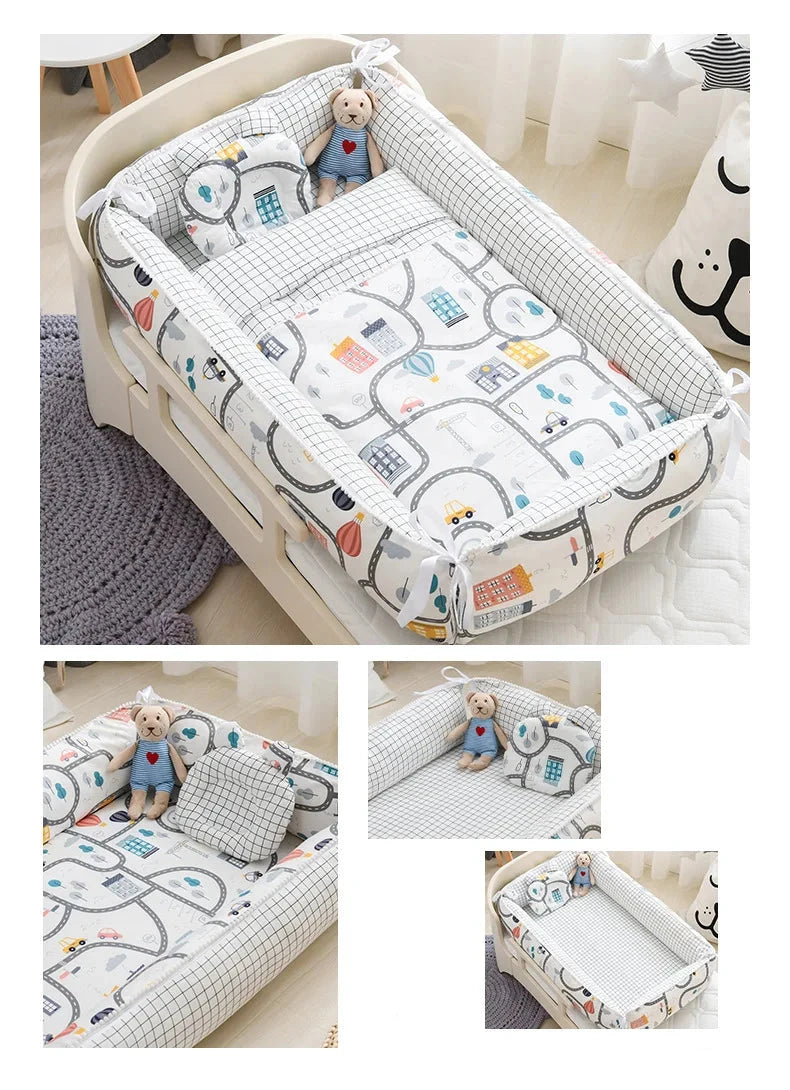 Multifunctional Baby Nest - Portable High Border Infant Crib Set - Just Kidding Store