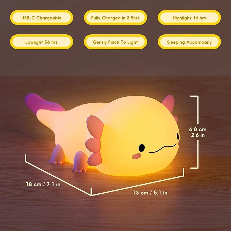 Axolotl Night Light - Touch Control Lamp - Just Kidding Store