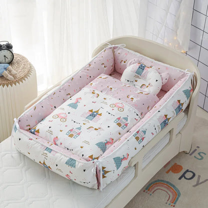 Multifunctional Baby Nest - Portable High Border Crib Set - Just Kidding Store