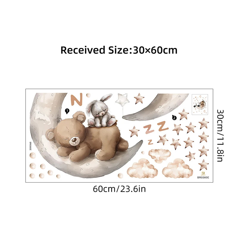 Sleepy Teddy Bear Wall Decals - Just Kidding Store