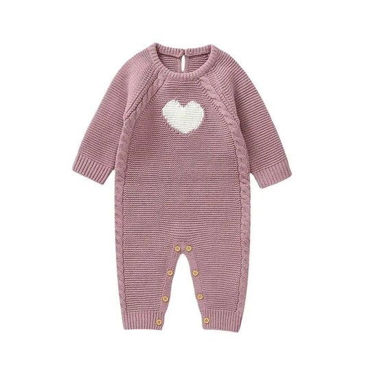 White Heart Knitted Infant Jumpsuit - Just Kidding Store