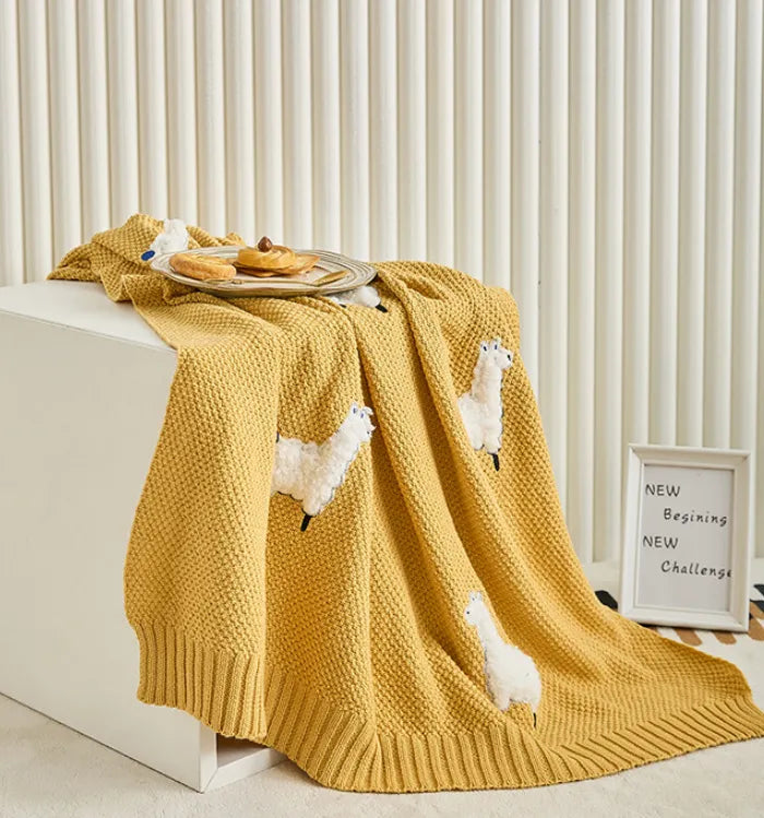 Alpaca Cotton Knitted Baby Children Nursery Blanket - Just Kidding Store