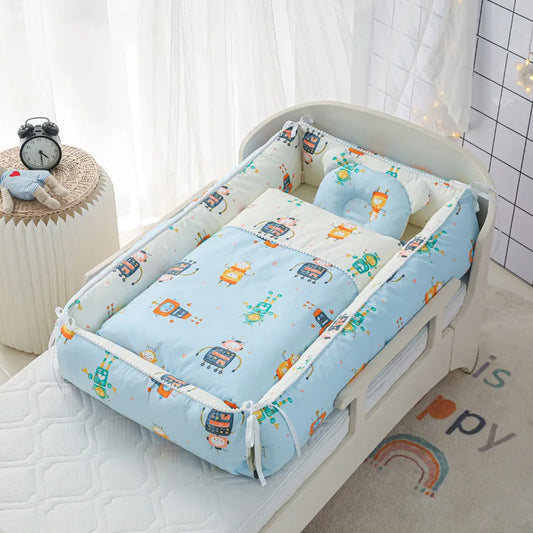 Multifunctional Baby Nest - Portable High Border Crib Set - Just Kidding Store