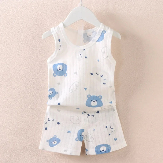Blue Bear Summer Childrens Pajama Set - Just Kidding Store