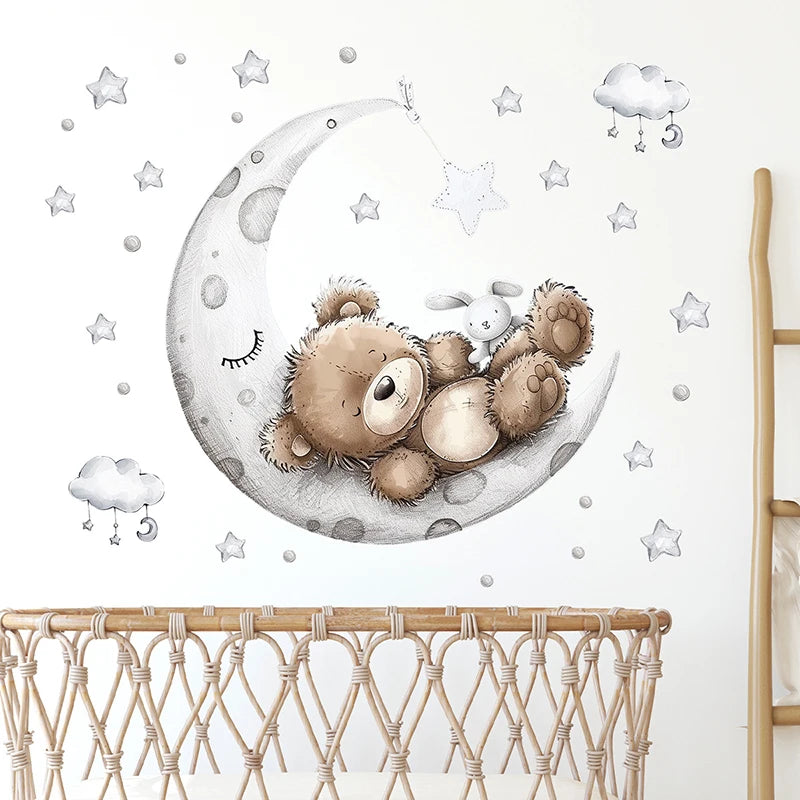 Sleepy Teddy Bear Wall Decals - Just Kidding Store