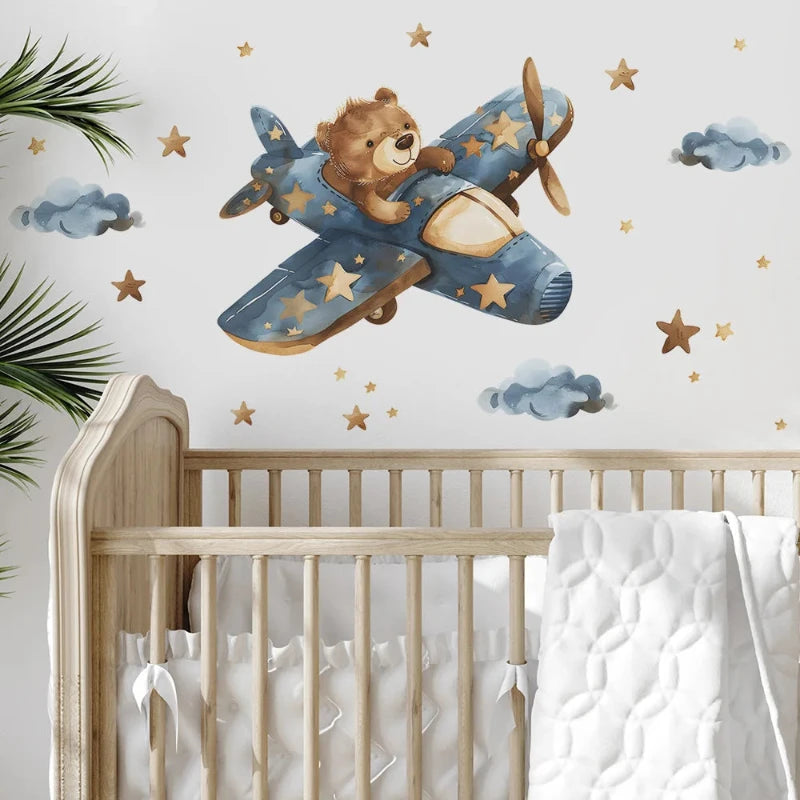 Dreamy Bear Aviator Wall Decal - Just Kidding Store