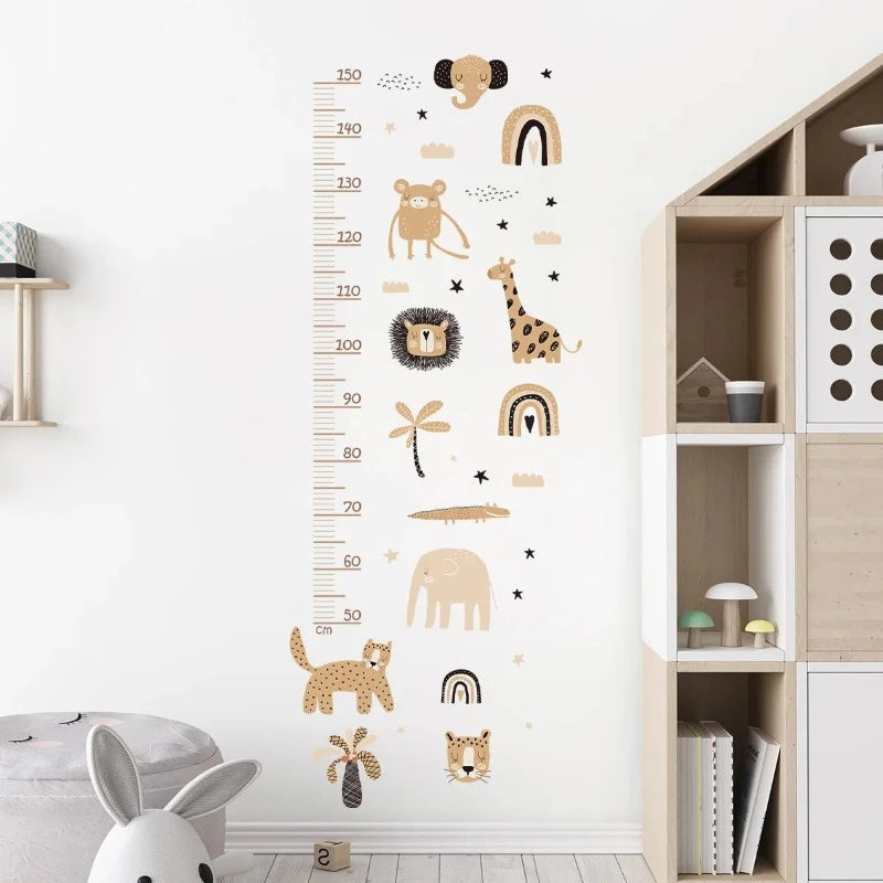 Boho Safari Animals Height Growth Chart Wall Sticker - Just Kidding Store