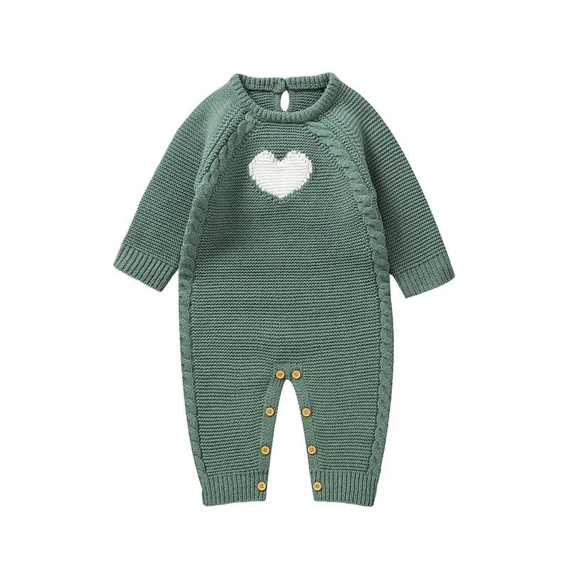 White Heart Knitted Infant Jumpsuit - Just Kidding Store