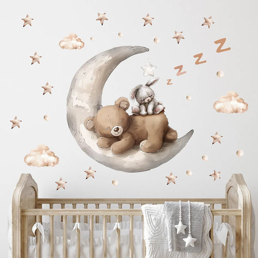 Sleepy Teddy Bear Wall Decals - Just Kidding Store