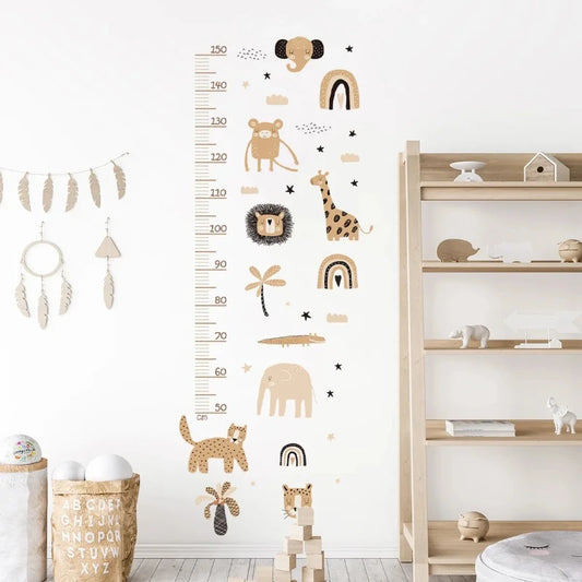 Boho Safari Animals Height Growth Chart Wall Sticker - Just Kidding Store