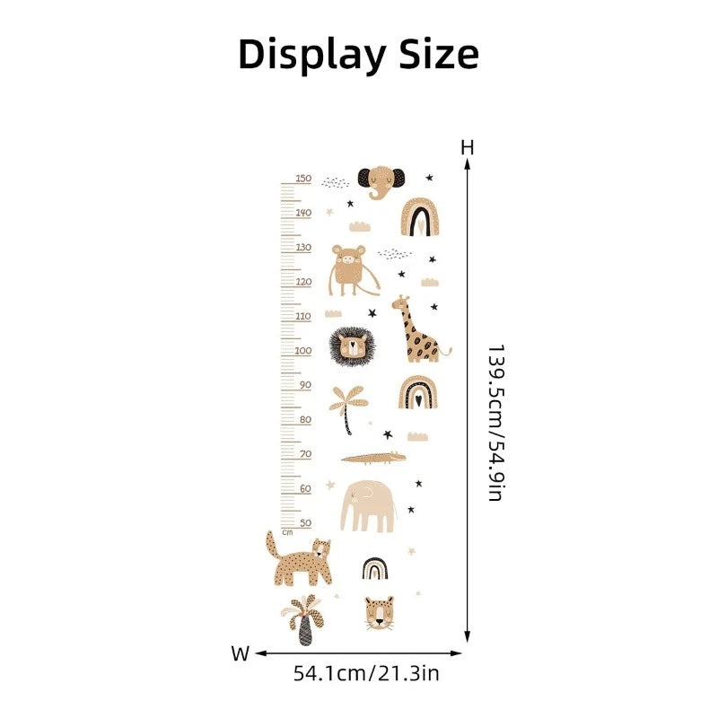 Boho Safari Animals Height Growth Chart Wall Sticker - Just Kidding Store