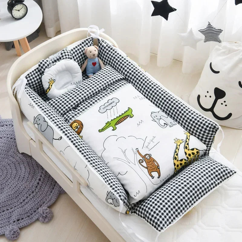 Multifunctional Baby Nest - Portable High Border Infant Crib Set - Just Kidding Store