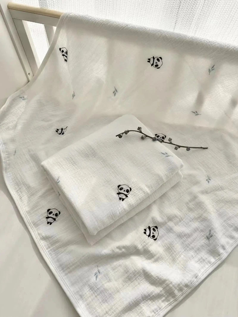 Embroidered 4 Layer Muslin Blankets - Just Kidding Store