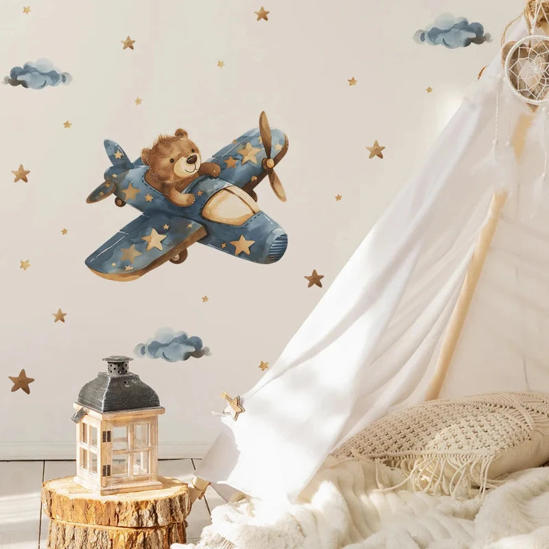 Dreamy Bear Aviator Wall Decal - Just Kidding Store