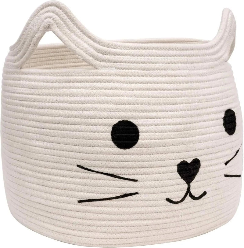 White Kitty Woven Organizer - Just Kidding Store