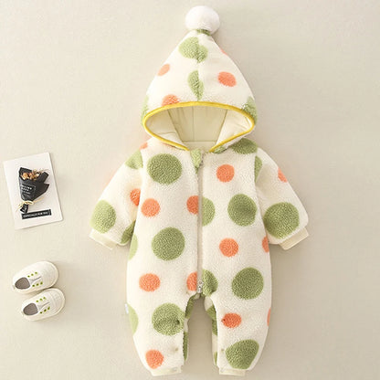 Warm Fleece Polka Dot Romper - Just Kidding Store